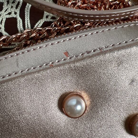 Ted Baker Rose Gold Pearl Embellished Leather Camera Bag - Picture 2 of 8